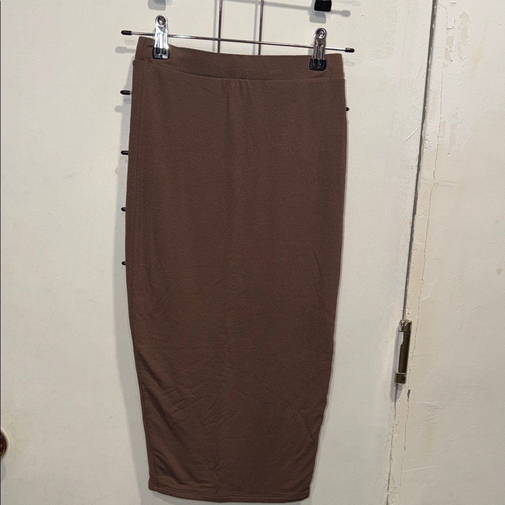 naked wardrobe Brown Midi Pencil Skirt